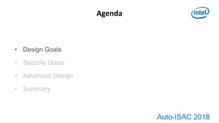 Auto-ISAC 2018
• Design Goals
• Security Goals
• Advanced Design
• Summary
Agenda
 