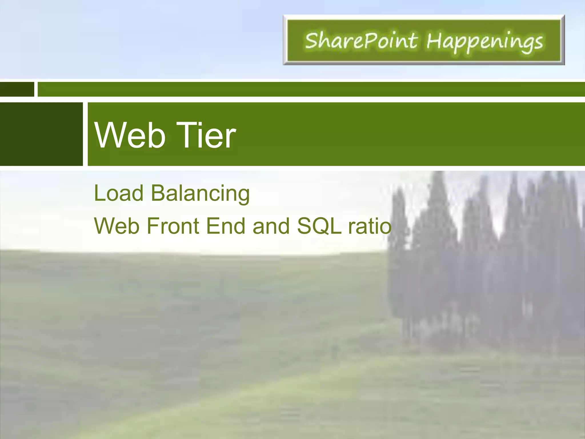 What is availability?No single point of failureSharePoint Services: IIS (WFEs)? Search crawl? Search query? Excel Services? OWA? Workflow? Visio? Word automation? Performance Point? Etc.Network: NICs? Routers? load balancers? Etc.SQL & Storage: RAID? Mirroring? Shipping? SAN? Etc.Datacenter: redundant across DCs?2 WFEs != Redundant!SharePoint FREEWAREwww.PhilWicklund.com SharePoint CONSULTINGwww.RBAconsulting.com