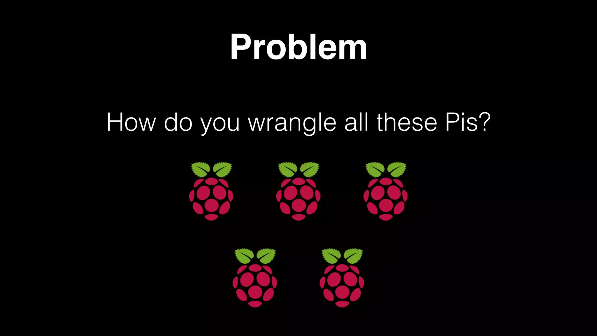 Problem
How do you wrangle all these Pis?
 