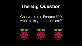The Big Question
Can you run a Fortune 500
website in your basement?
 