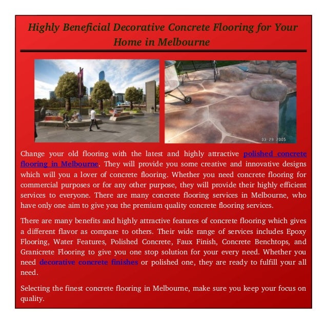 Highly Beneficial Decorative Concrete Flooring For Your Home In Melbo