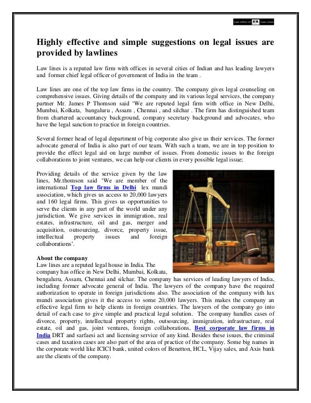 Highly effective and simple suggestions on legal issues are provided by