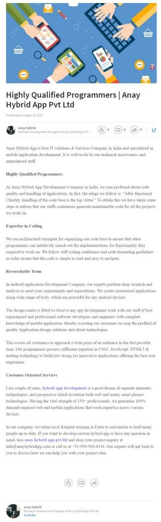 Highly qualified programmers from anay hybrid app pvt ltd