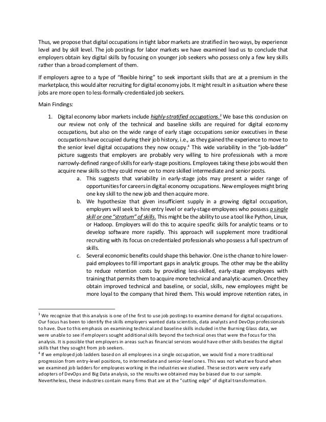 Highly stratified occupations and the digital economy summary