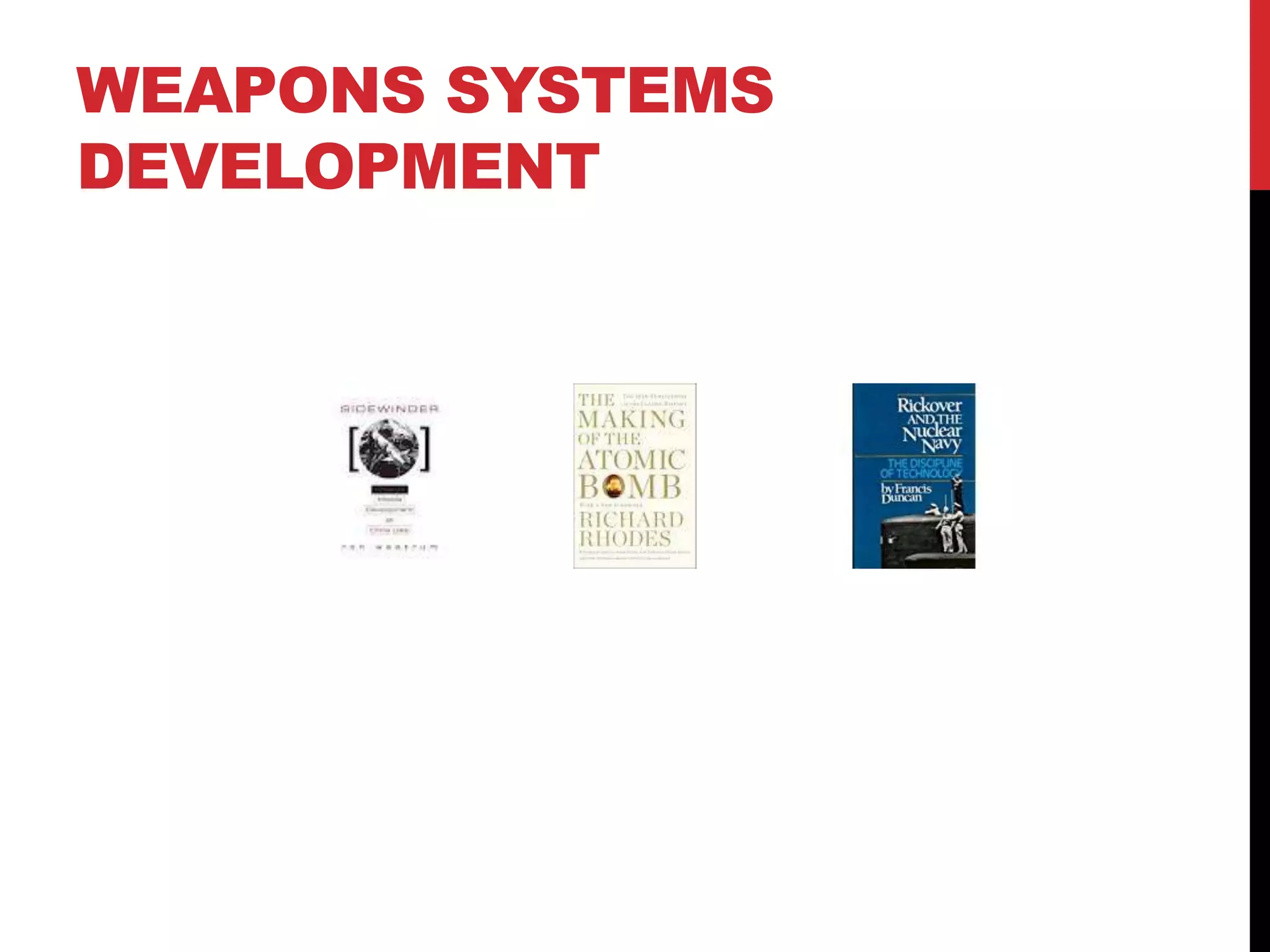 WEAPONS SYSTEMS
DEVELOPMENT
 
