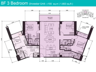 8F 3 Bedroom (Investor Unit: 155 sq.m | 1,663 sq.ft )
 