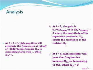 High pass filter with analog electronic | PPTX