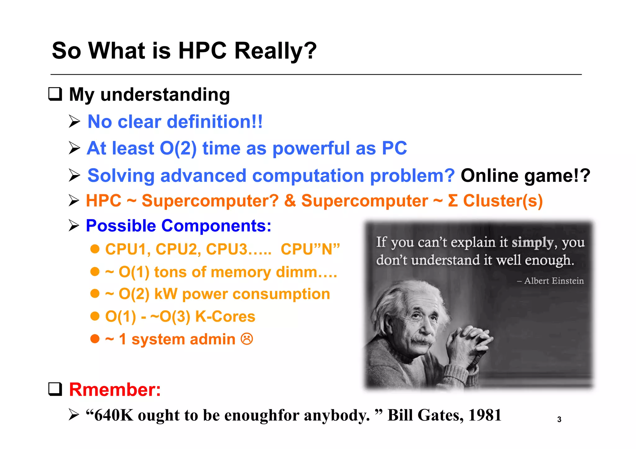 High performance computing - building blocks, production & perspective ...