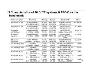  Characteristics of 10 OLTP systems & TPC-C as the
 benchmark




                                                      93
 
