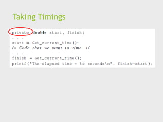 Taking Timings
 