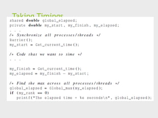Taking Timings
 