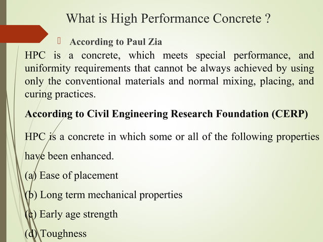 High performance concrete ppt | PPT