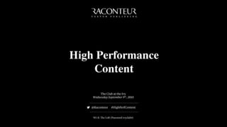 High Performance Content Marketing