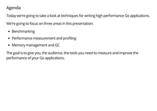 Go - techniques for writing high performance Go applications | PDF