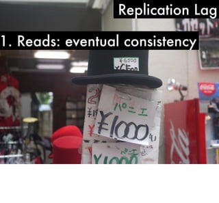 Replication Lag

1. Reads: eventual consistency

 