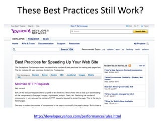 These Best Practices Still Work?




    http://developer.yahoo.com/performance/rules.html
 