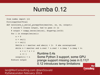 The High Performance Python Landscape by Ian Ozsvald | PPT