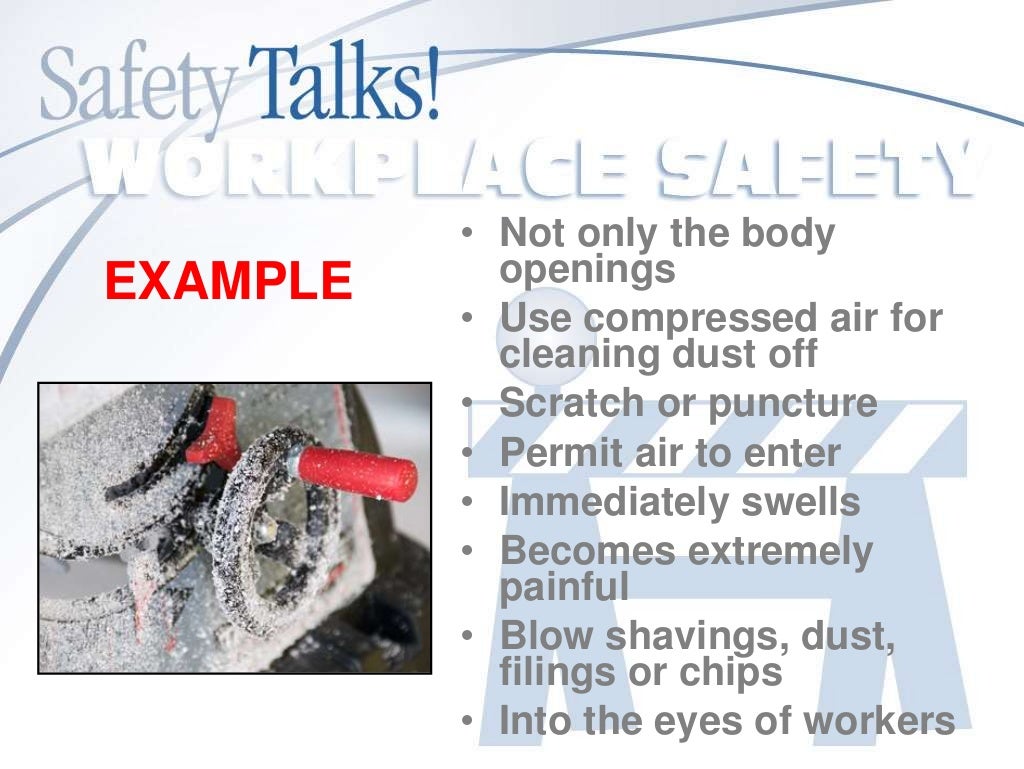 High pressure danger with compressed air