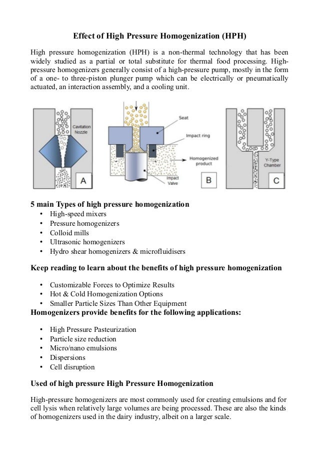 High pressure homogenization