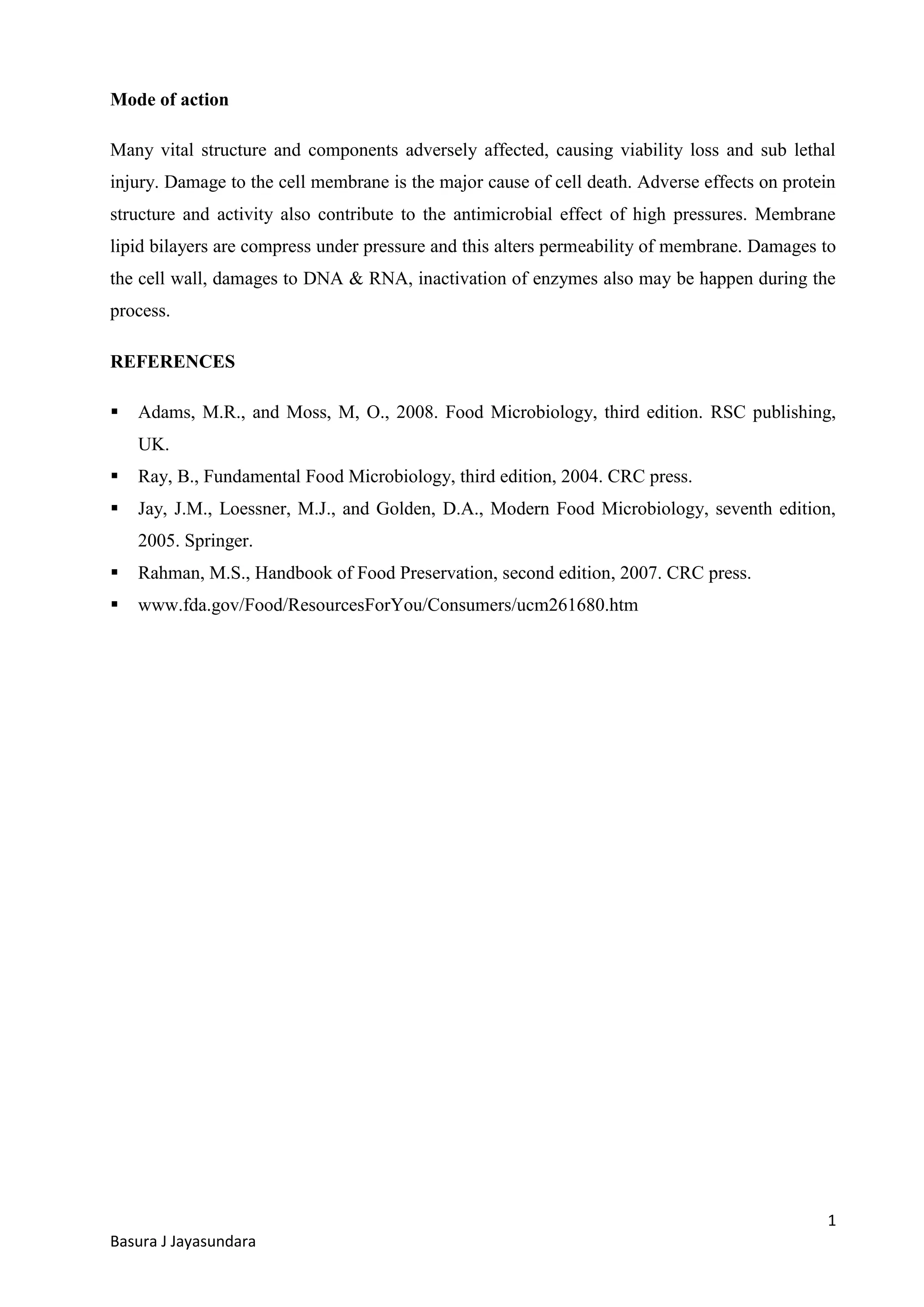 High pressure processing in food preservation | PDF