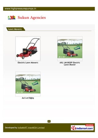 Lawn Movers:




        Electric Lawn Mowers   AXL LM18GSP Electric
                                   Lawn Mower




            Axl Lm18ghp
 