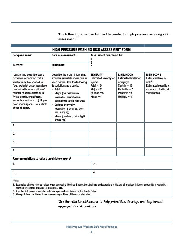 High pressure Washing Safe Work practices