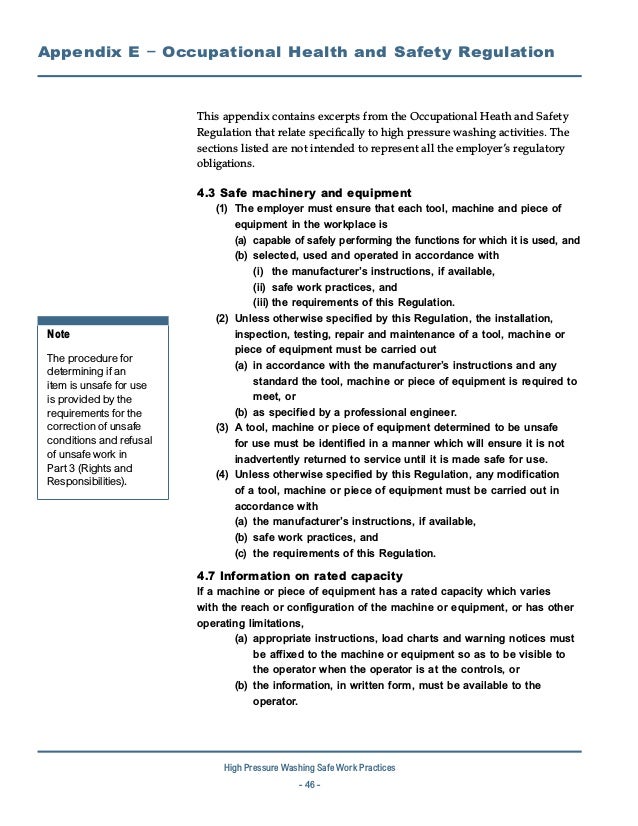 High pressure Washing Safe Work practices