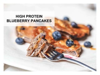 WHAT YOU NEED WHAT YOU NEED TO DO
HIGH PROTEIN
BLUEBERRY PANCAKES
 