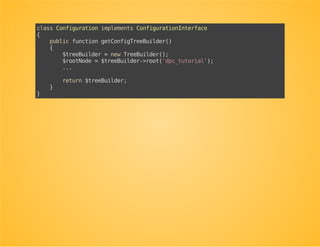 But now we have some
duplication of information
The alias is also mentioned inside the Configuration
class.
 