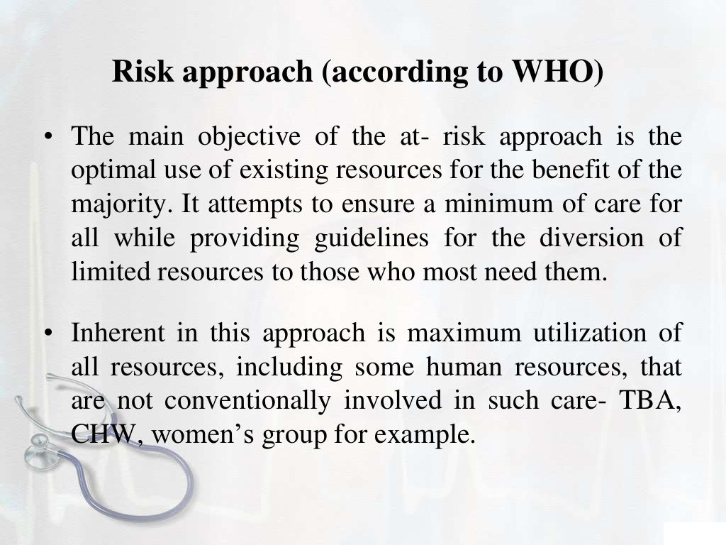 High risk approach in maternal and child health