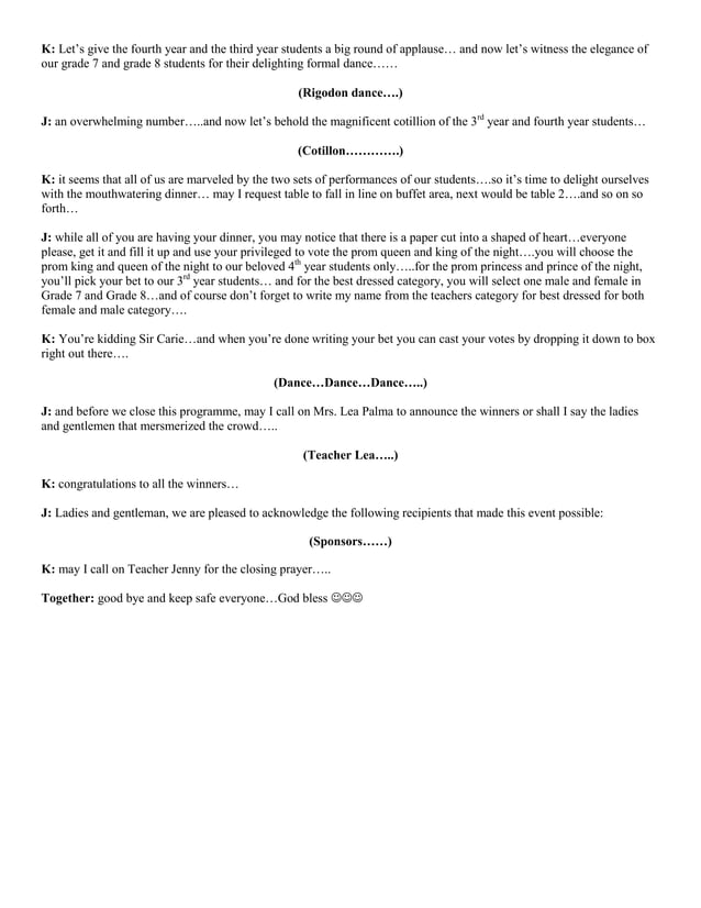 master of ceremony script for Prom | DOCX | Prom | Personal ...