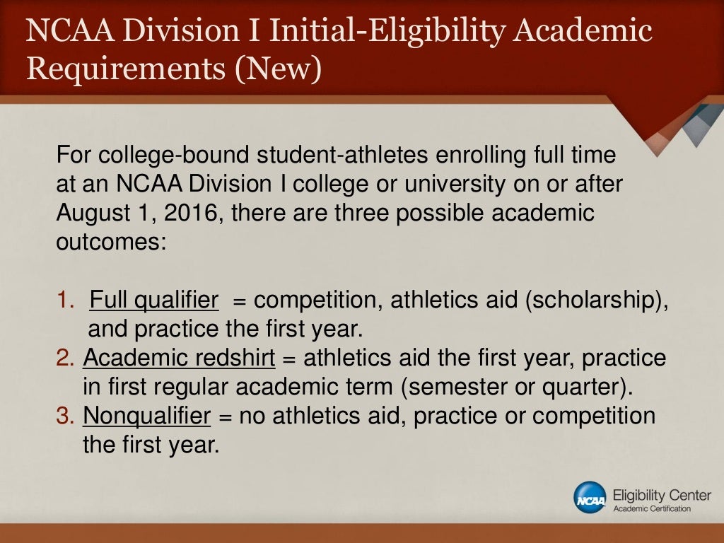 2016 NCAA Division I Initial-Eligibility Academic Requirements