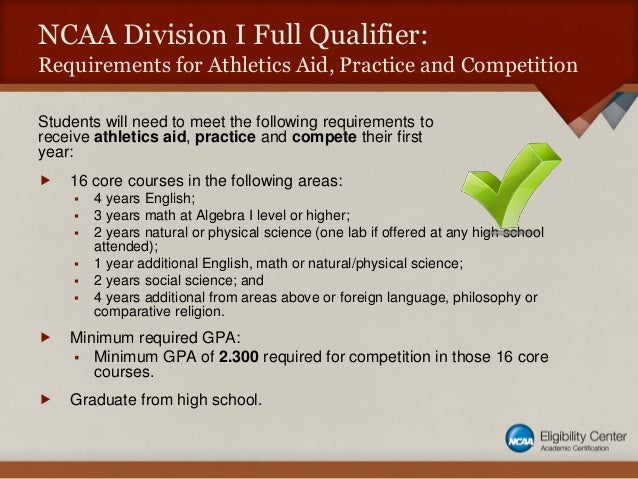 2016 NCAA Division I Initial-Eligibility Academic Requirements