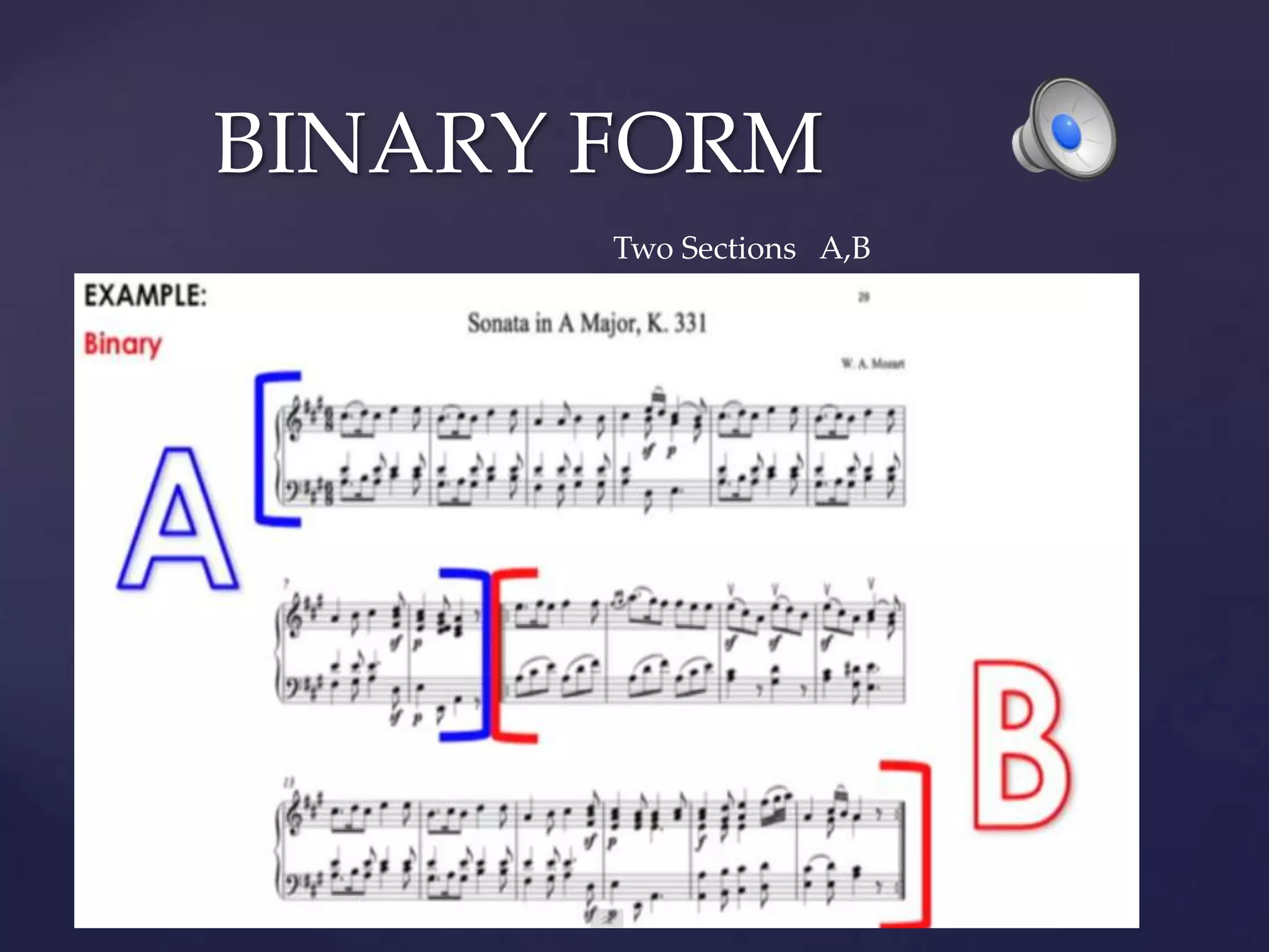 BINARY FORM
       Two Sections A,B
 