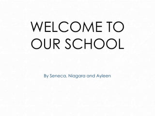WELCOME TO
OUR SCHOOL
By Seneca, Niagara and Ayleen
 