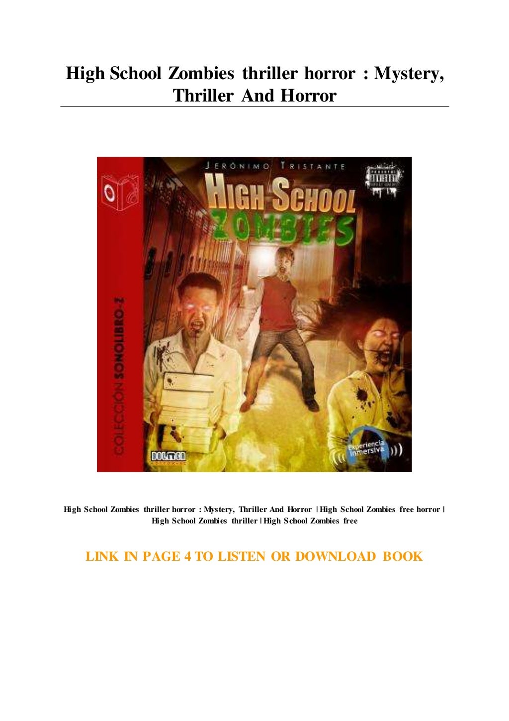 High School Zombies thriller horror Mystery... Thriller And Horror
