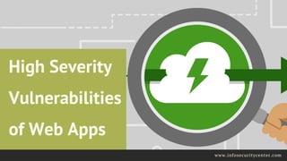 High Severity
Vulnerabilities
of Web Apps
www.infosecuritycenter.com
 