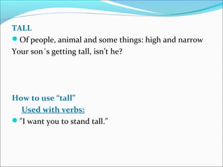 Tall Functions Key High, tall, strong, powerful | PPT
