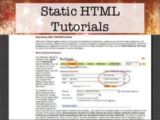 Static HTML
Tutorials
 