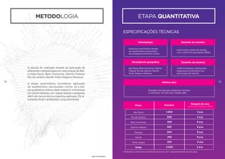 metodologia etapa quantitativa
O estudo foi realizado através da aplicação de
diferentes metodologias em sete praças do Bra-
sil (São Paulo, Belo Horizonte, Distrito Federal,
Rio de Janeiro, Recife, Porto Alegre e Manaus).
A etapa quantitativa considerou aplicação
de questionário estruturado online. Já a eta-
pa qualitativa utilizou desk research, entrevistas
em profundidade com especialistas e varejistas,
além de neurociência cognitiva aplicada. Os re-
sultados foram analisados conjuntamente.
Amostra
Margem de erro
Pesquisa quantitativa através
de questionário estruturado
de autopreenchimento online.
São Paulo, Belo Horizonte, Distrito
Federal, Rio de Janeiro, Recife,
Porto Alegre e Manaus.
Intencional cotado de acordo
com o perfil da população (IBGE).
3.000 entrevistas, distribuídas
desproporcionalmente nas
sete praças do estudo
(nível de confiança a 95%)
São Paulo 1.000 3 p.p.
600 4 p.p.
300 6 p.p.
300 6 p.p.
300 6 p.p.
250 6 p.p.
250 6 p.p.
3.000 2 p.p.
Rio de Janeiro
Belo Horizonte
Distrito Federal
Manaus
Recife
Porto Alegre
total
Ponderação: os dados foram ponderados de acordo com a representatividade de cada praça.
ESPECIFICAÇÕES TÉCNICAS
Shoppers de diversas categorias, homens
e mulheres, 16 a 60 anos, classes ABC.
Praça
Metodologia Desenho da amostra
Abrangência geográfica Tamanho da amostra
Público-alvo12 13
High-Tech Retail®
 