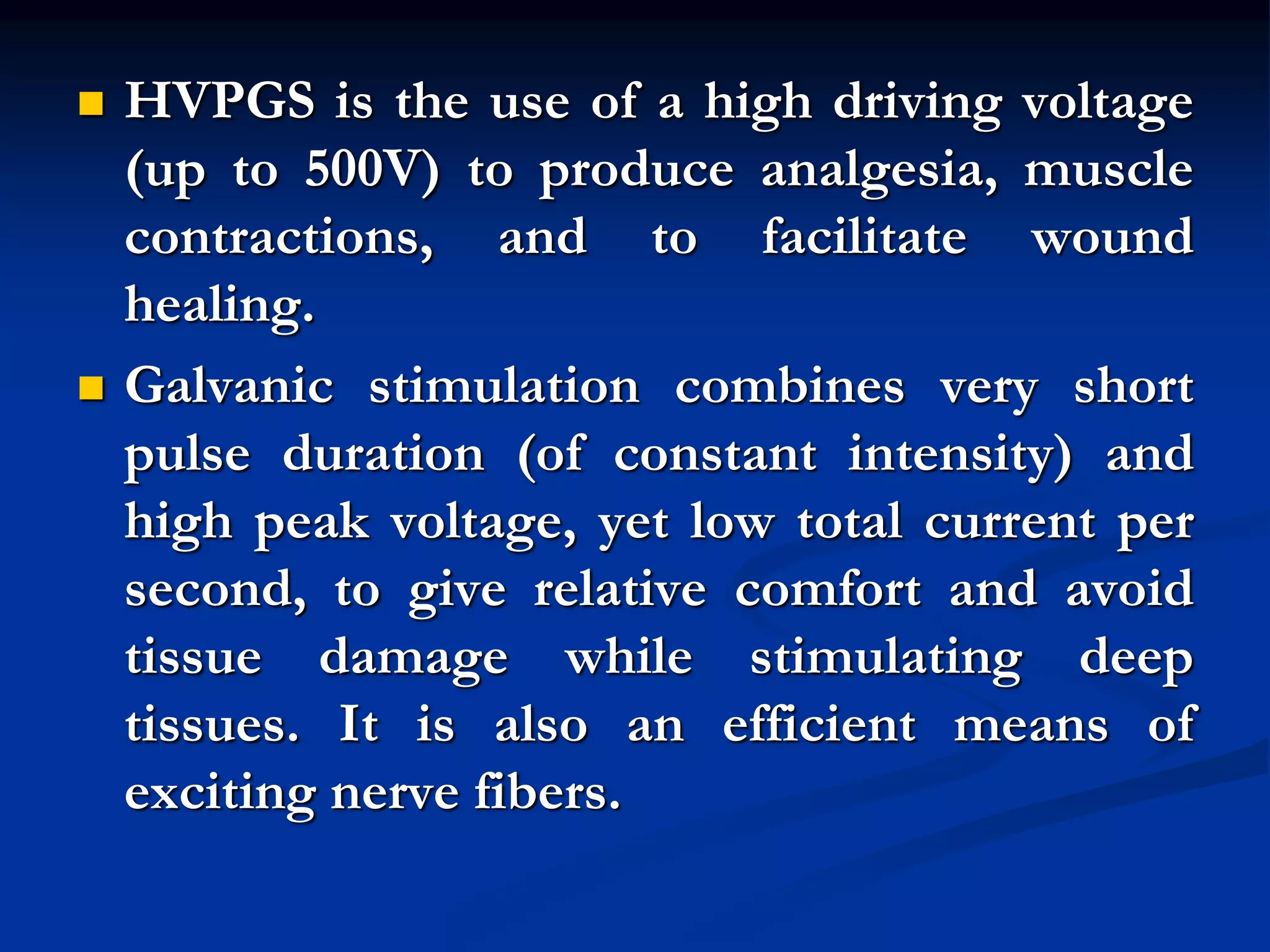High voltage pulsed galvanic
