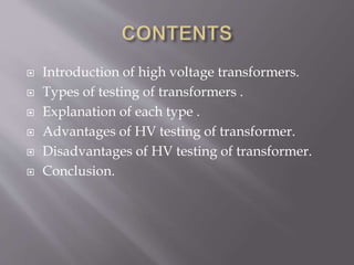 HV Test for Power Transformer - PT High Volt Technology