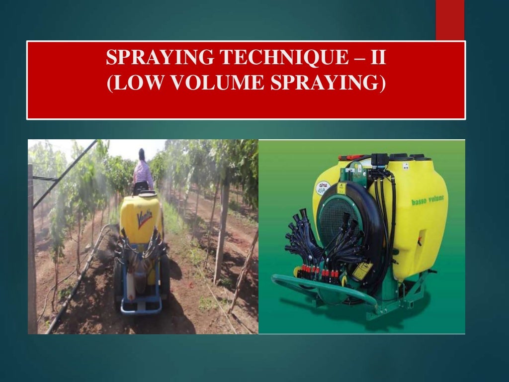 High volume, low volume and ultra low pesticide application