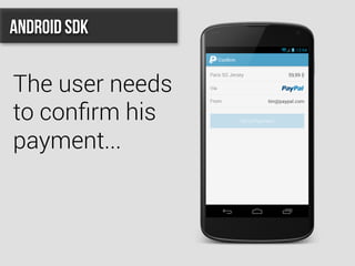 The user needs
to conﬁrm his
payment...
Android SDK
 