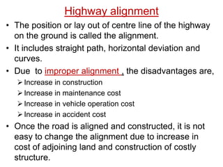 Highway notes (planning, alignment, & geometric design ) | PDF