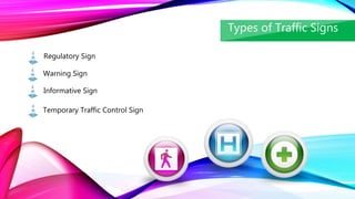 Types of Traffic Signs
Regulatory Sign
Warning Sign
Informative Sign
Temporary Traffic Control Sign
 