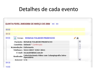 Detalhes de cada evento