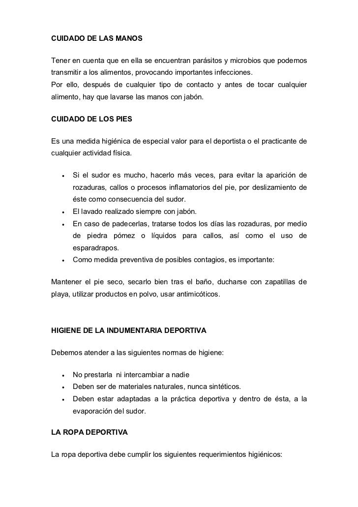 Higiene En El Deporte
