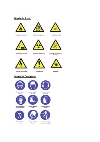 Sinais de Aviso
Sinais de Obrigação
 