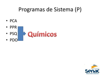 Programas de Sistema (P)
• PCA
• PPR
• PSQ
• PDO
 
